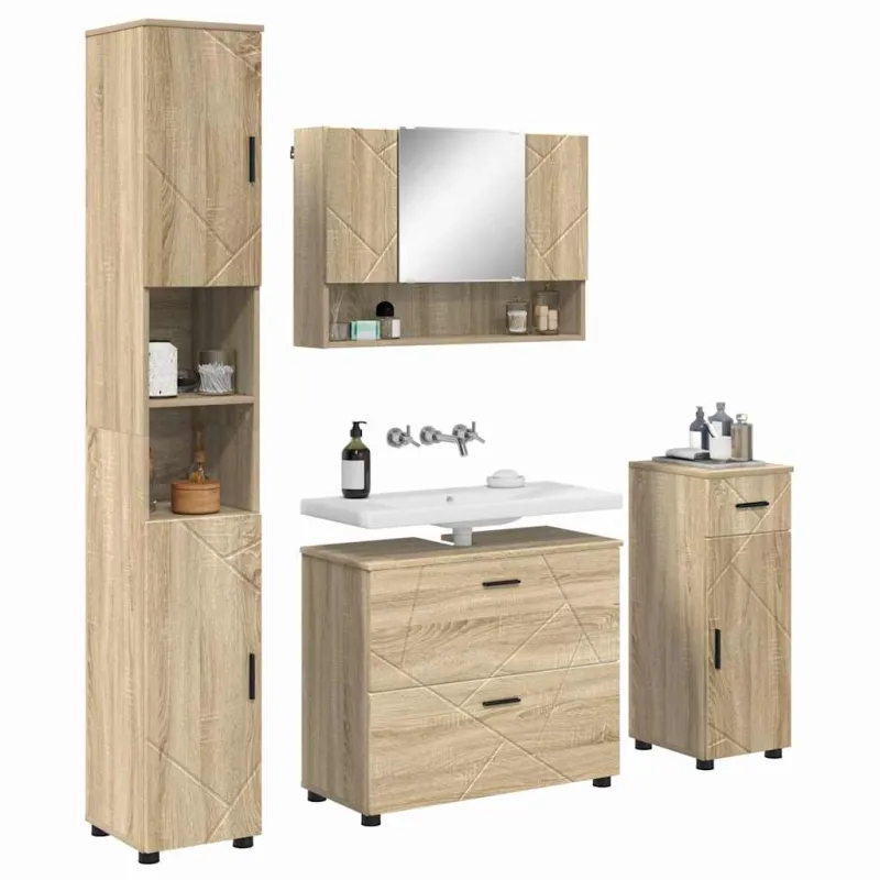 Vonios baldų rinkinys su stalčių 5 pcs Sonoma ąžuolas