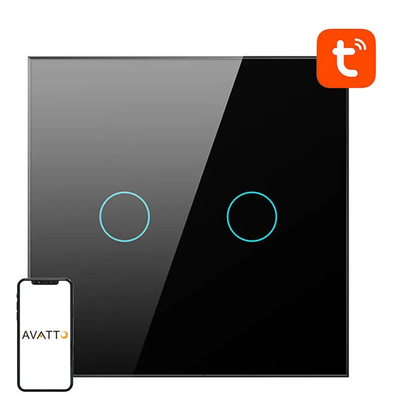 Älykäs valokytkin WiFi Avatto TS02-EU-B2 2-tie (musta) universaali