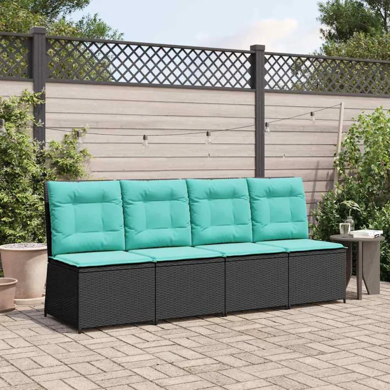 Sodo sofa su pagalve Juoda ir turkio poliratanas
