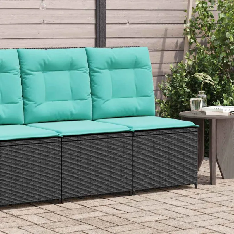 Sodo sofa su pagalve Juoda ir turkio poliratanas