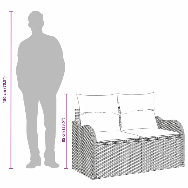 Sodo sofa su pagalve 121 x 62 x 69 cm poliratanas