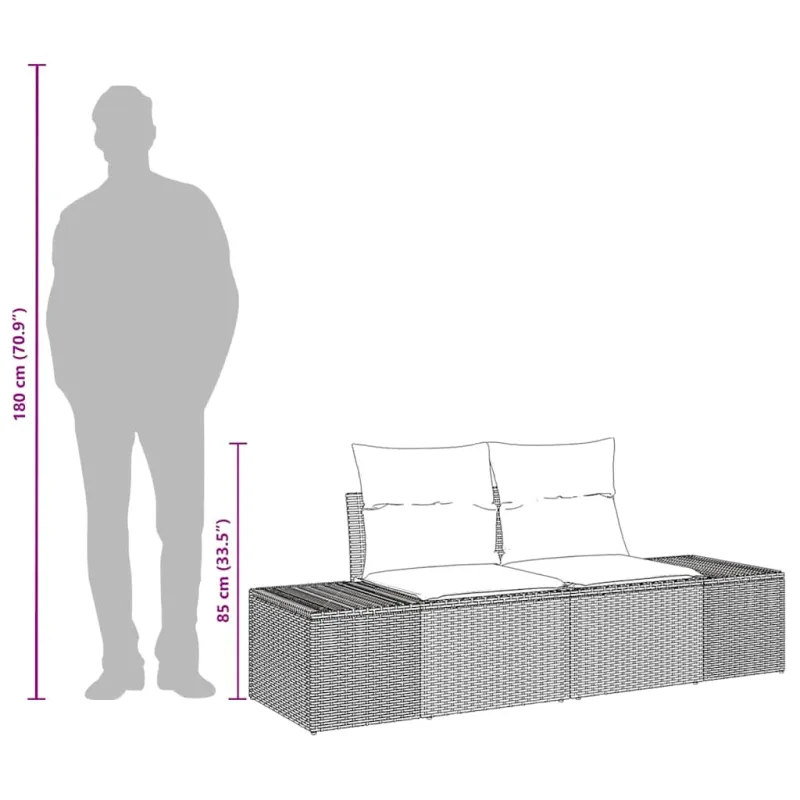 Sodo sofa su pagalve 184 x 62 x 69 cm poliratanas