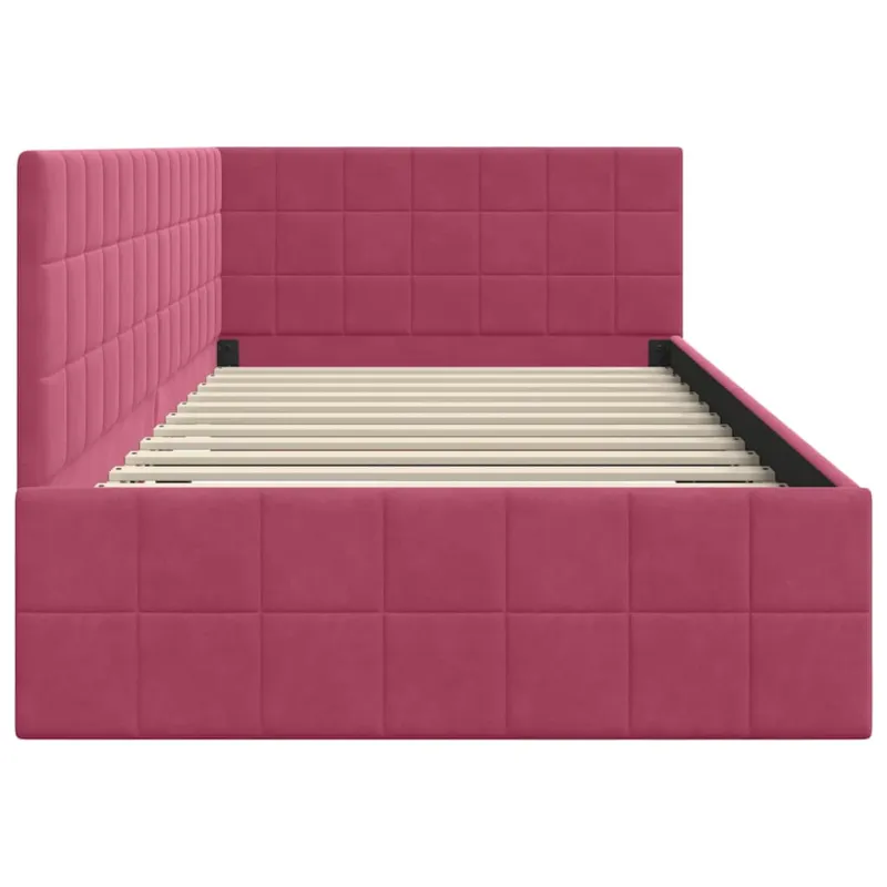 Kampinė lovos konstrukcija Vyno raudona 90 cm x 200 cm Aksomas