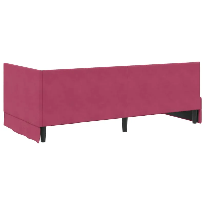 Kampinė lovos konstrukcija Vyno raudona 90 cm x 200 cm Aksomas