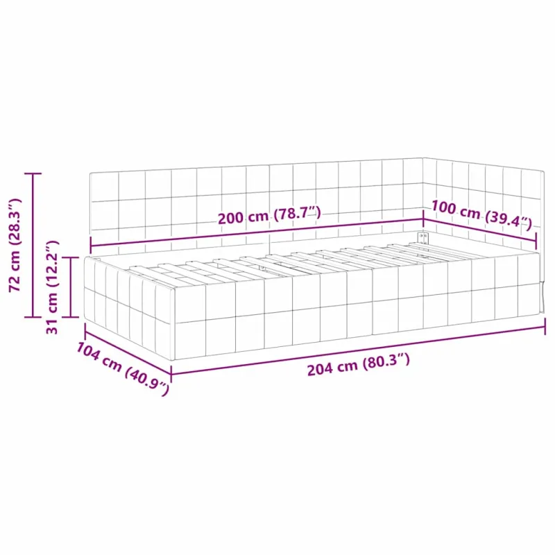 Kampinė lovos konstrukcija Rožinė 100 cm x 200 cm Aksomas