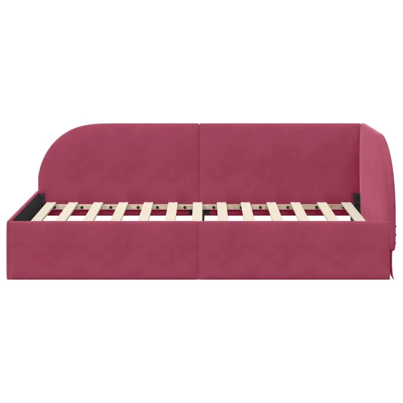 Kampinė lovos konstrukcija Vyno raudona 90 cm x 200 cm Aksomas