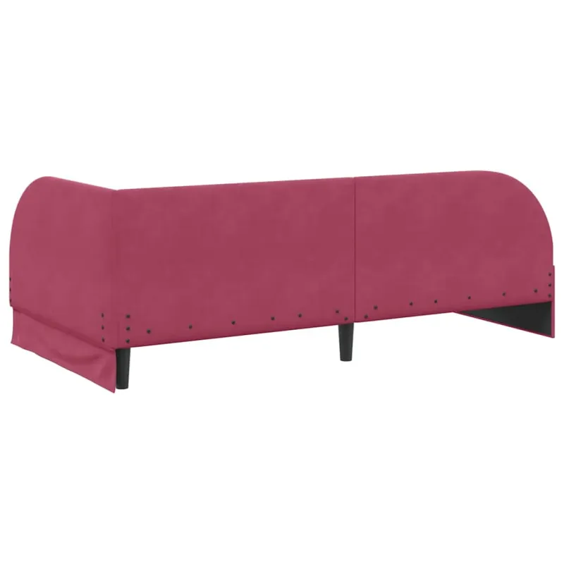 Kampinė lovos konstrukcija Vyno raudona 90 cm x 200 cm Aksomas