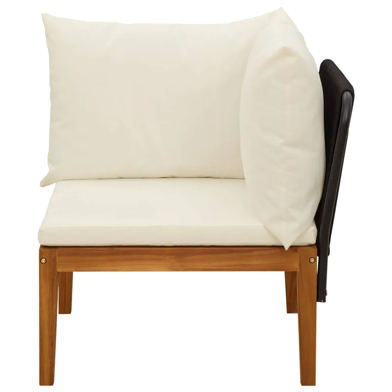 Sodo kampinė sofa su pagalvėlėmis Natūrali