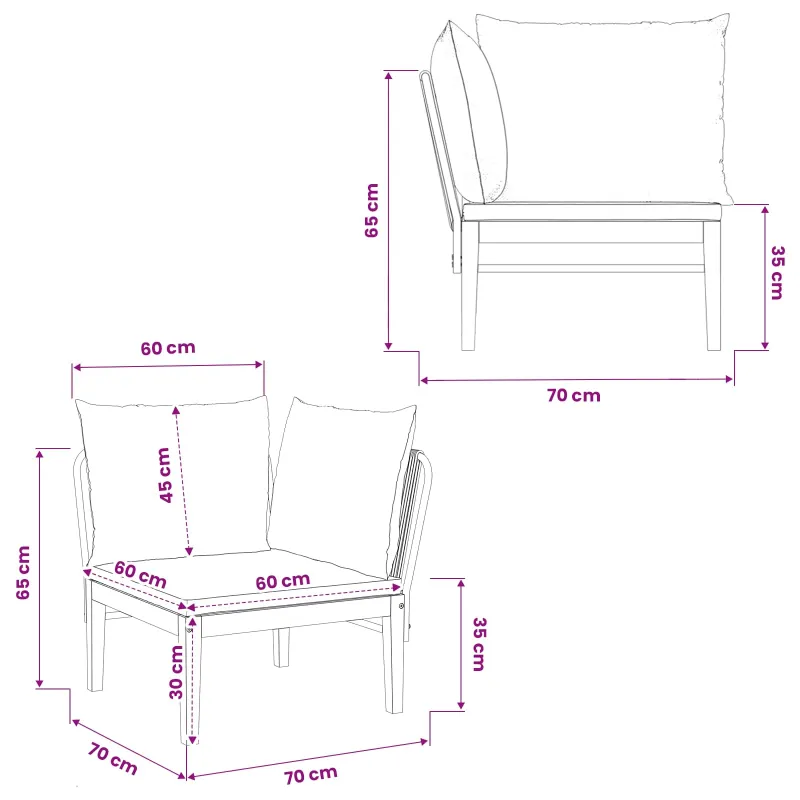 Sodo kampinė sofa su pagalvėlėmis Natūrali