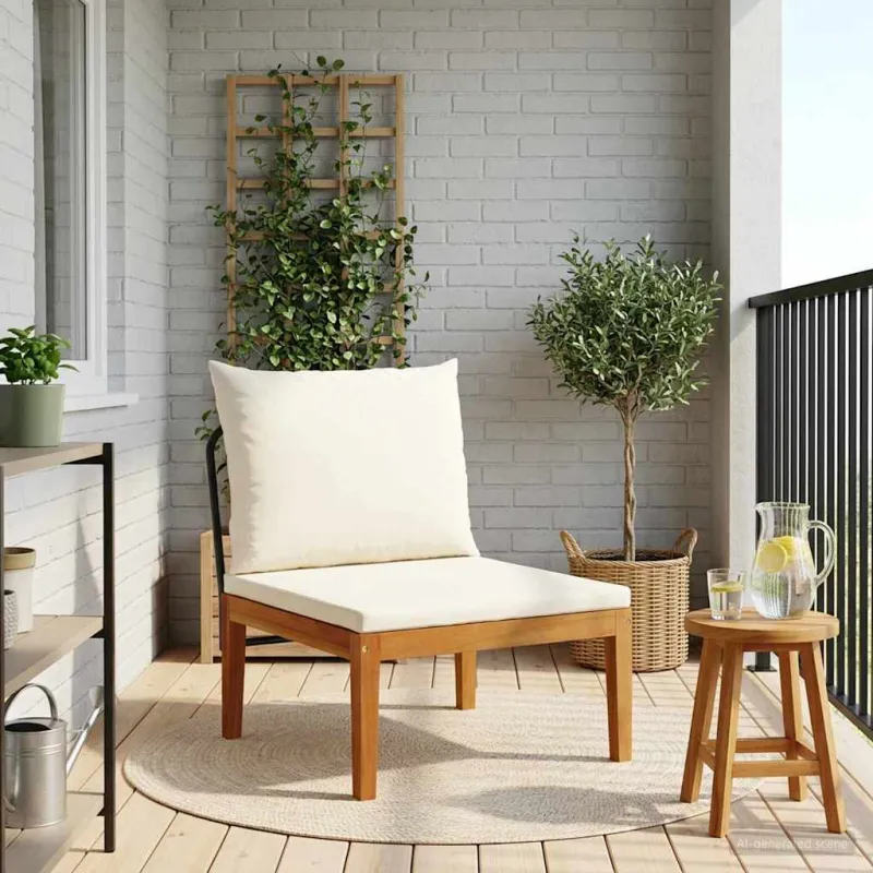 Sodo vidurinė sofa su pagalvėlėmis Natūrali