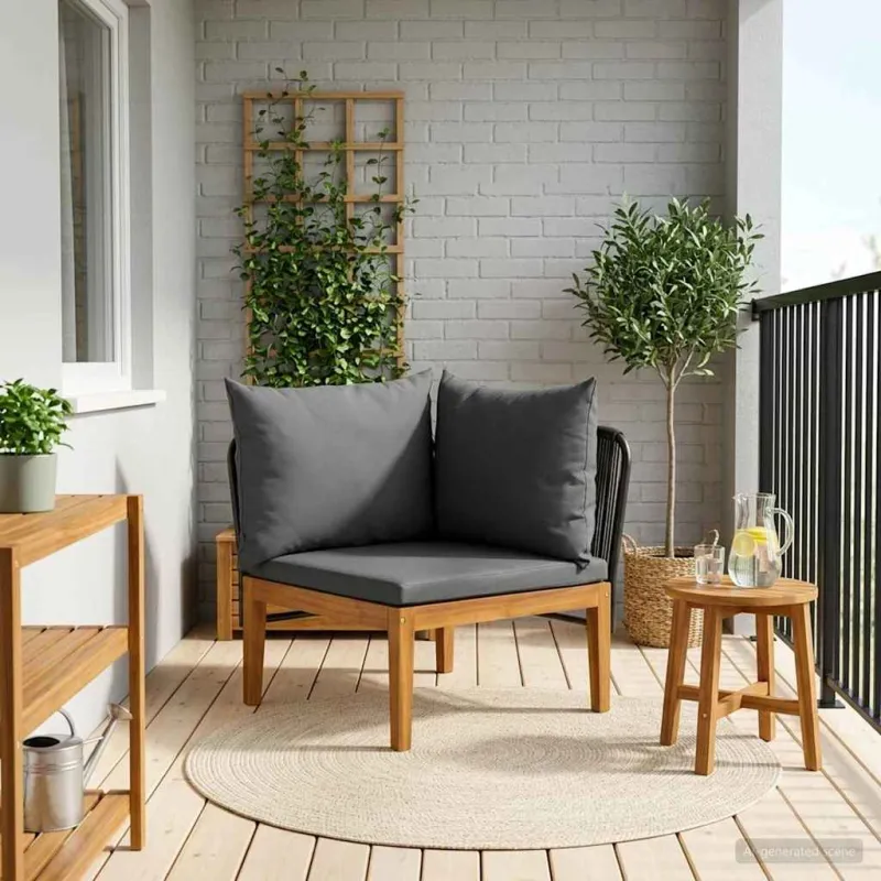 Sodo kampinė sofa su pagalvėlėmis Natūrali
