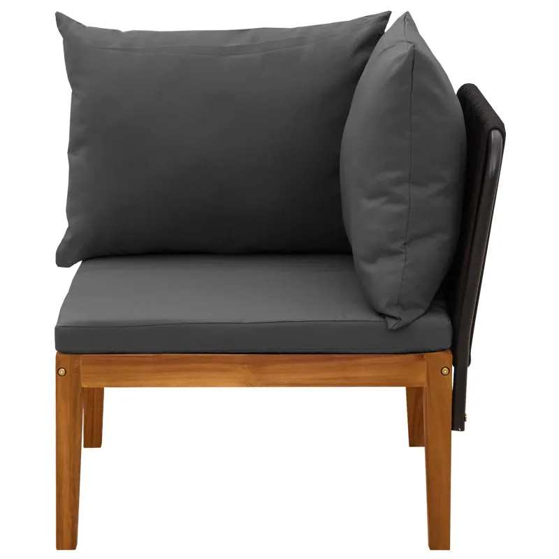 Sodo kampinė sofa su pagalvėlėmis Natūrali