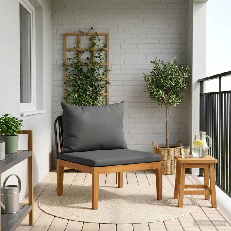 Sodo vidurinė sofa su pagalvėlėmis Natūrali