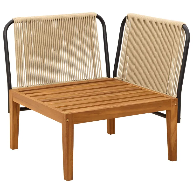 Sodo kampinė sofa su pagalvėlėmis Natūrali