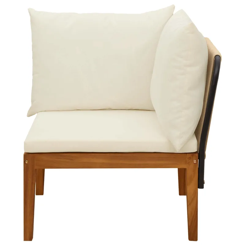 Sodo kampinė sofa su pagalvėlėmis Natūrali