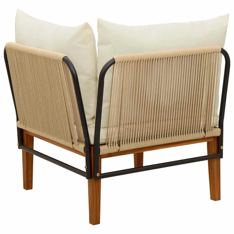 Sodo kampinė sofa su pagalvėlėmis Natūrali