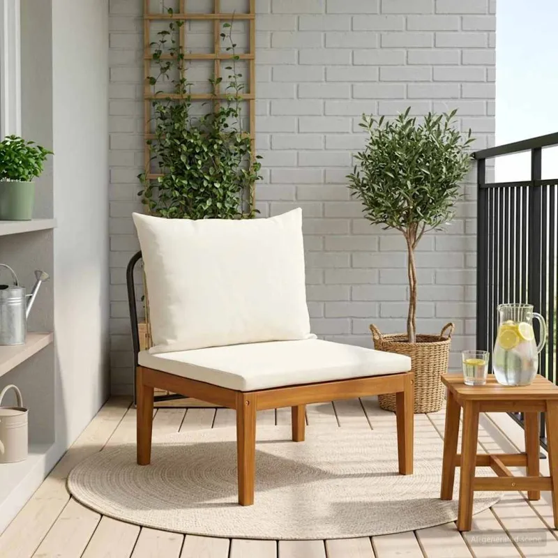 Sodo vidurinė sofa su pagalvėlėmis Natūrali