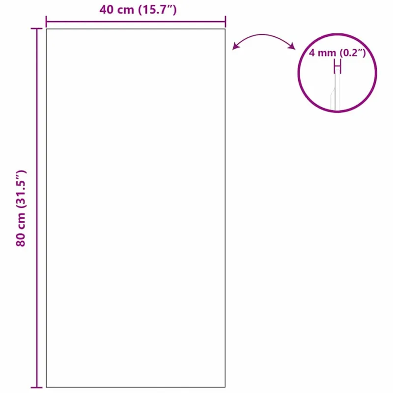 Sieninis veidrodis Stačiakampio 40 x 80 cm grūdintas stiklas