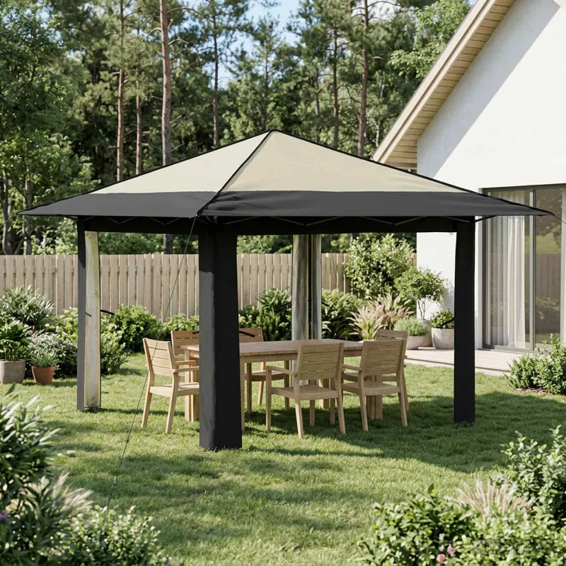 Paviljonas be šoninės sienos 3,3 x 3,3 m Kremo ir antracito