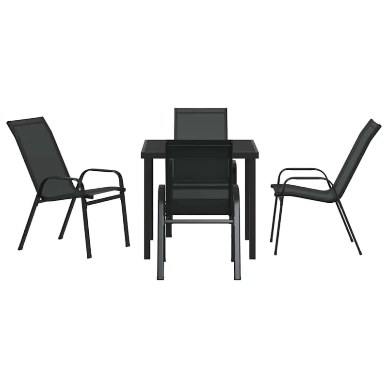Sodo ruokailuryhmä 5 osaa, musta, pulverimaalattu teräs
