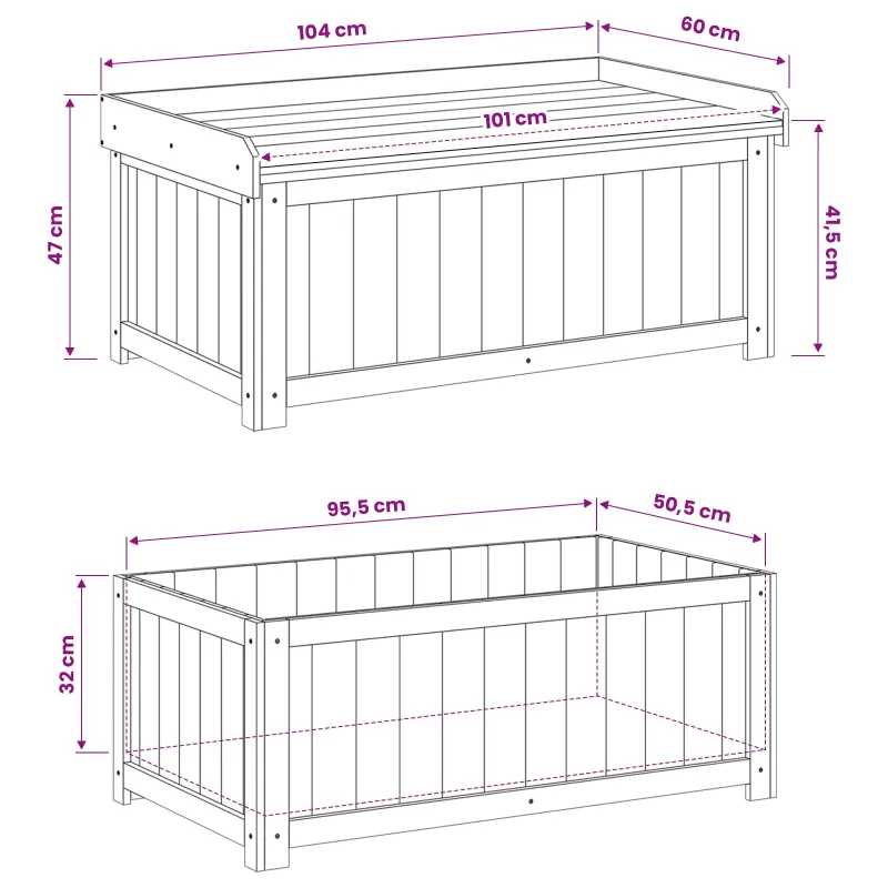 Lauko pagalvių dėžė Impregnuota pušies mediena 104 x 60 x 47 cm