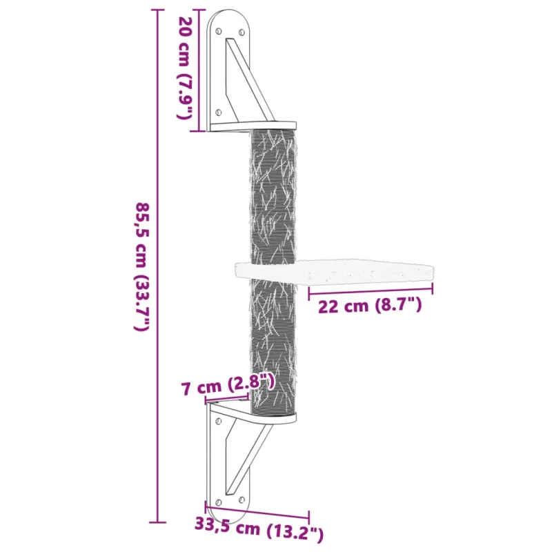 Draskyklė katėms su draskymo stovu, kreminė, 85,5cm