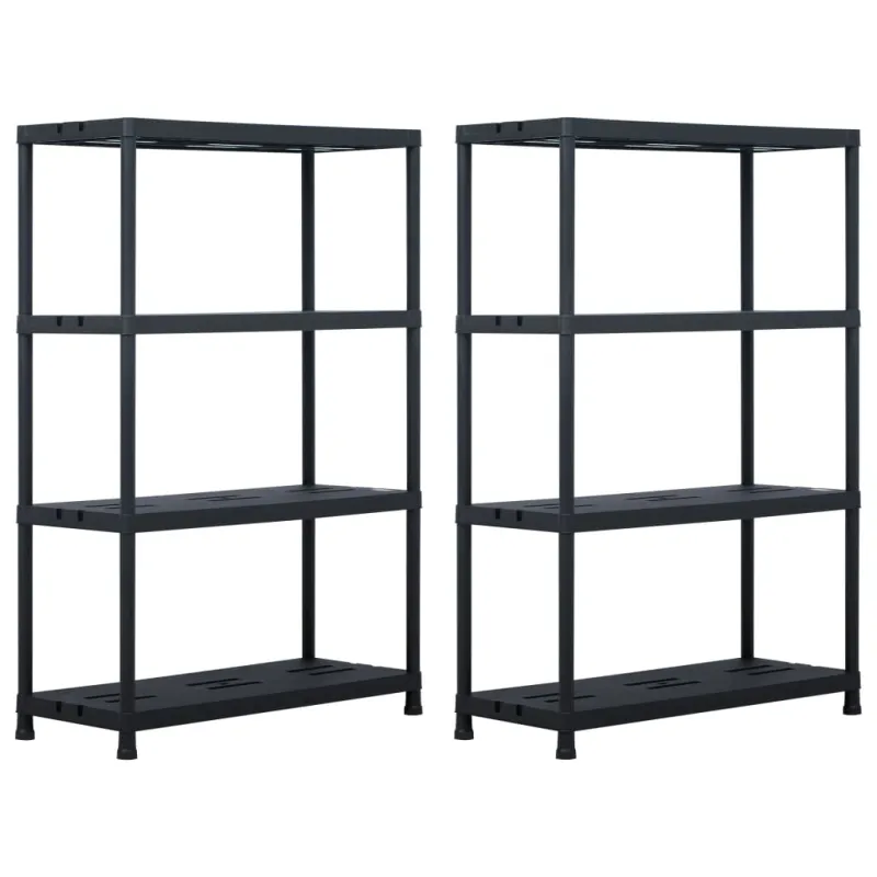 Sandėliavimo lentynos, 2vnt., juod., 90x40x138cm, plast., 220kg