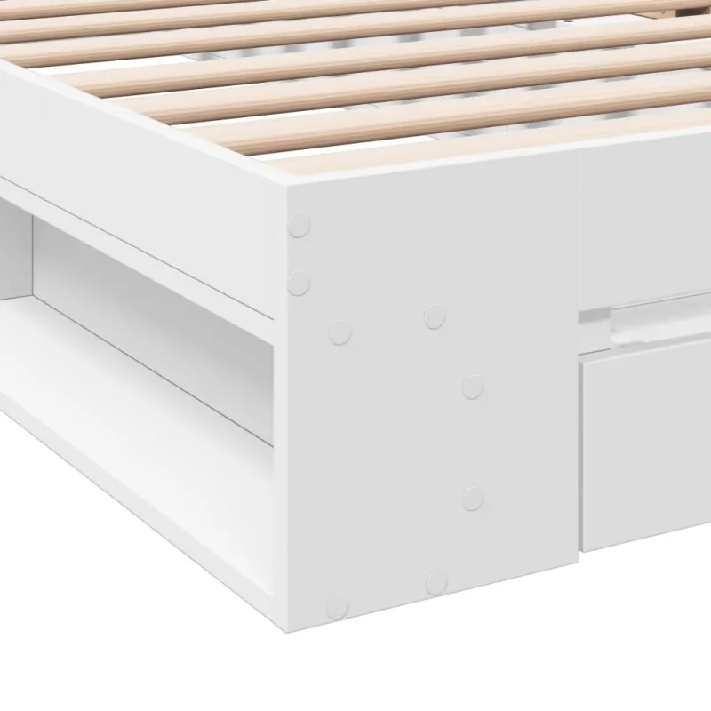 Lovos rėmas su stalčiumi, baltas, 90x190cm, apdirbta mediena