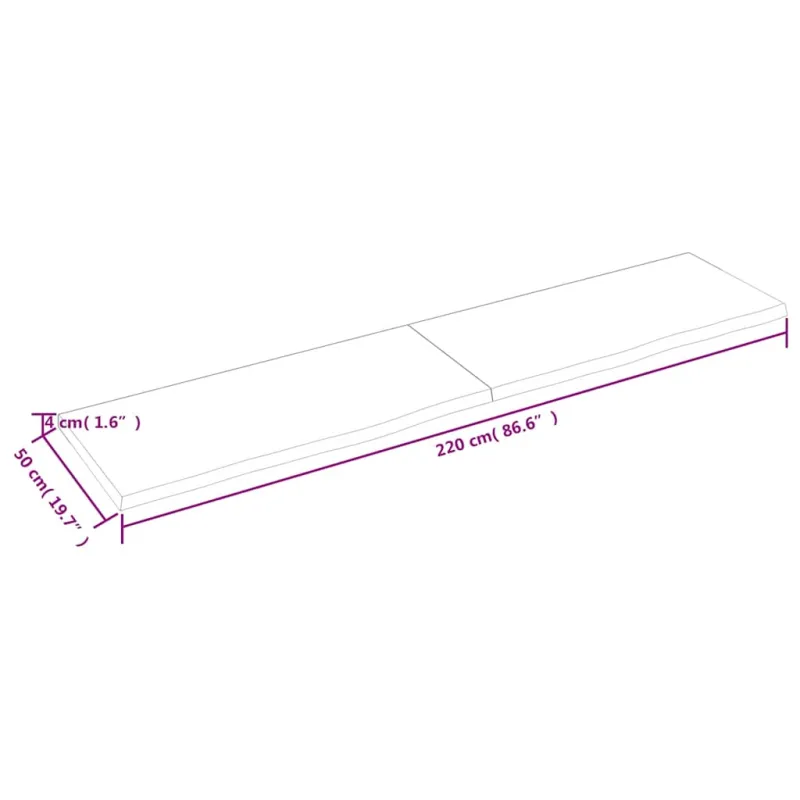 Vonios stalviršis, tamsiai rudas, 220x50x(2-4) cm, mediena