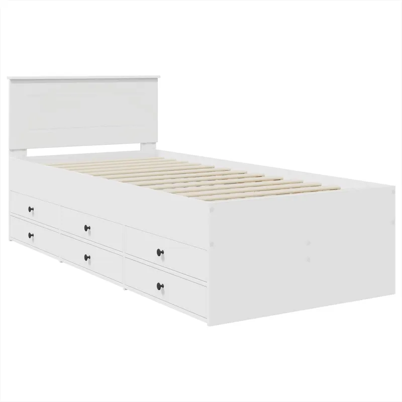 Dienos lova Balta ir juoda 75 x 190 cm Apdirbta mediena