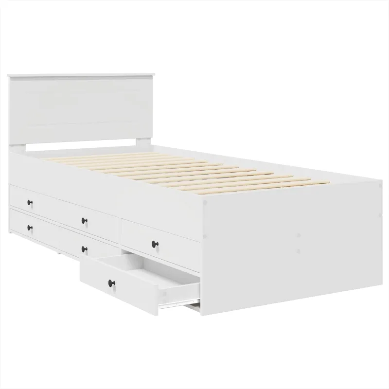 Dienos lova Balta ir juoda 75 x 190 cm Apdirbta mediena