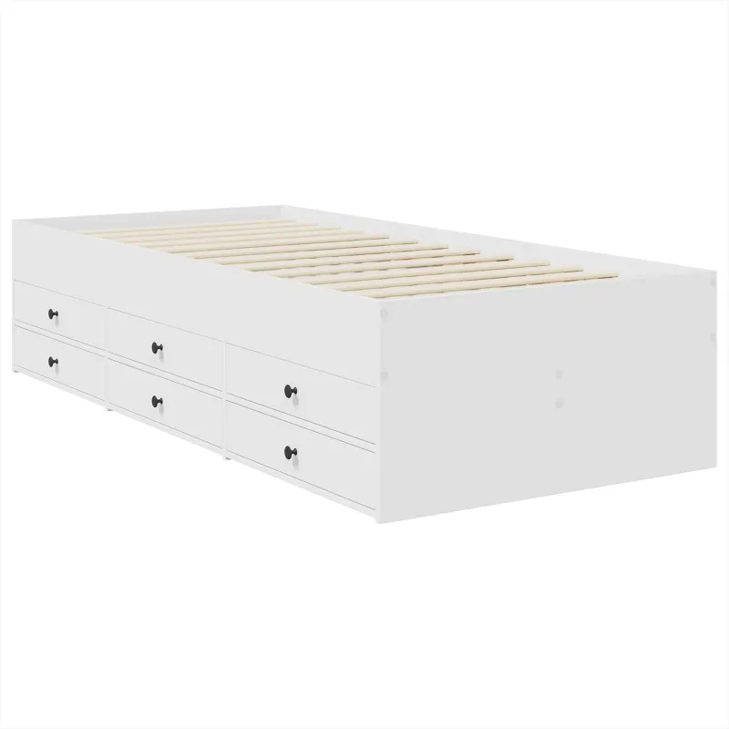 Dienos lova Balta ir juoda 75 x 190 cm Apdirbta mediena