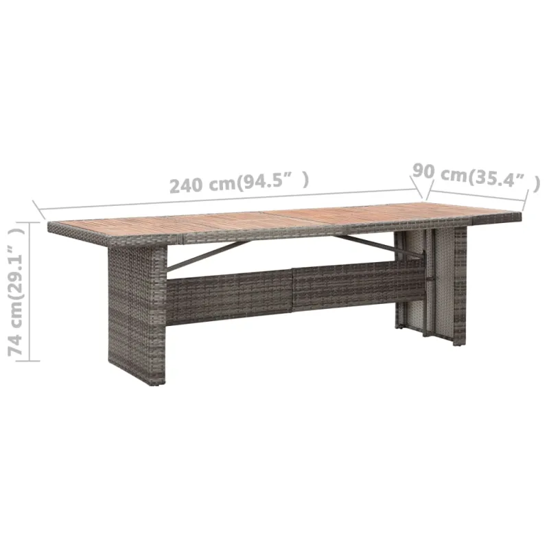 Sodo stalas, 240x90x74cm, poliratanas ir akacijos med. masyvas