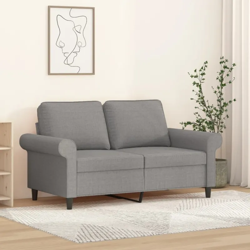 Dvivietė sofa, šviesiai pilkos spalvos, 120cm, audinys
