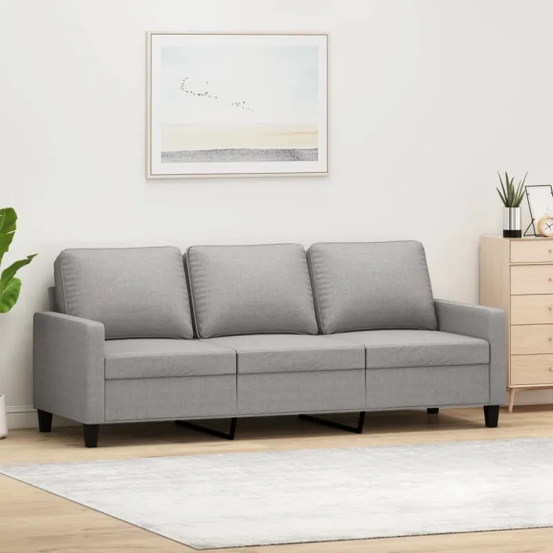 Trivietė sofa, šviesiai pilkos spalvos, 180cm, audinys