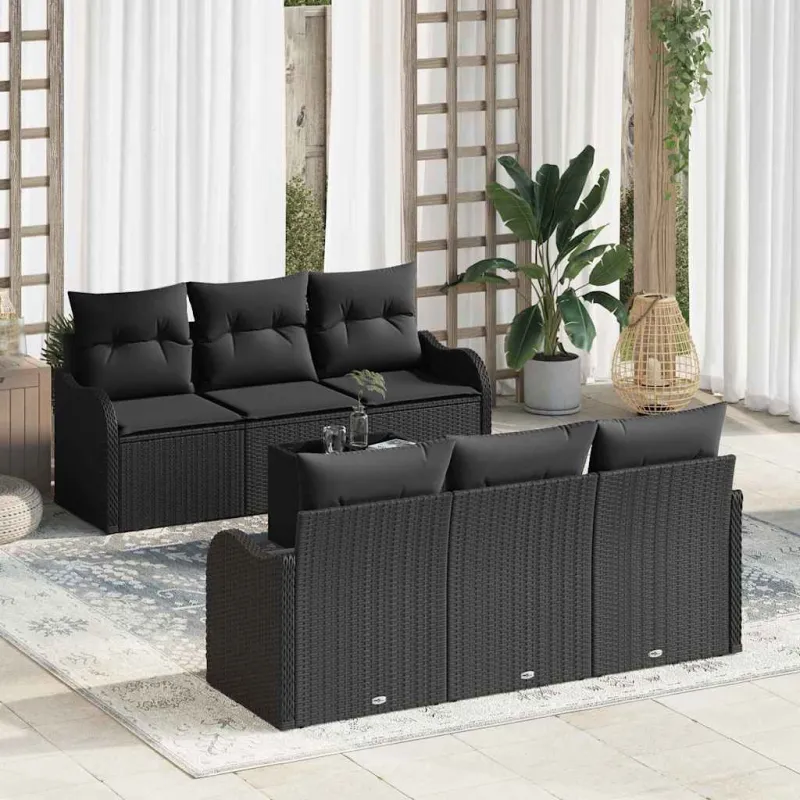 Sodo Sofų Rinkinys Juoda 55 x 55 x 37 cm poliratanas