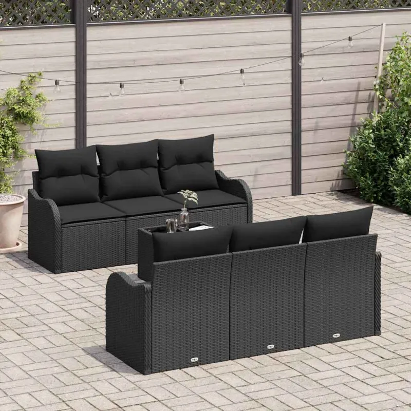 Sodo Sofų Rinkinys Juoda 55 x 55 x 37 cm poliratanas