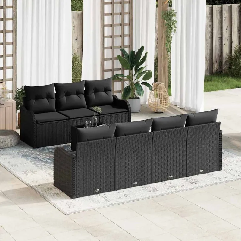 Sodo Sofų Rinkinys Juoda 55 x 55 x 37 cm poliratanas