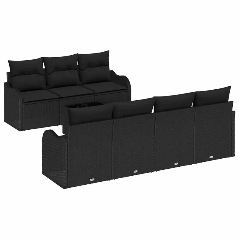 Sodo Sofų Rinkinys Juoda 55 x 55 x 37 cm poliratanas