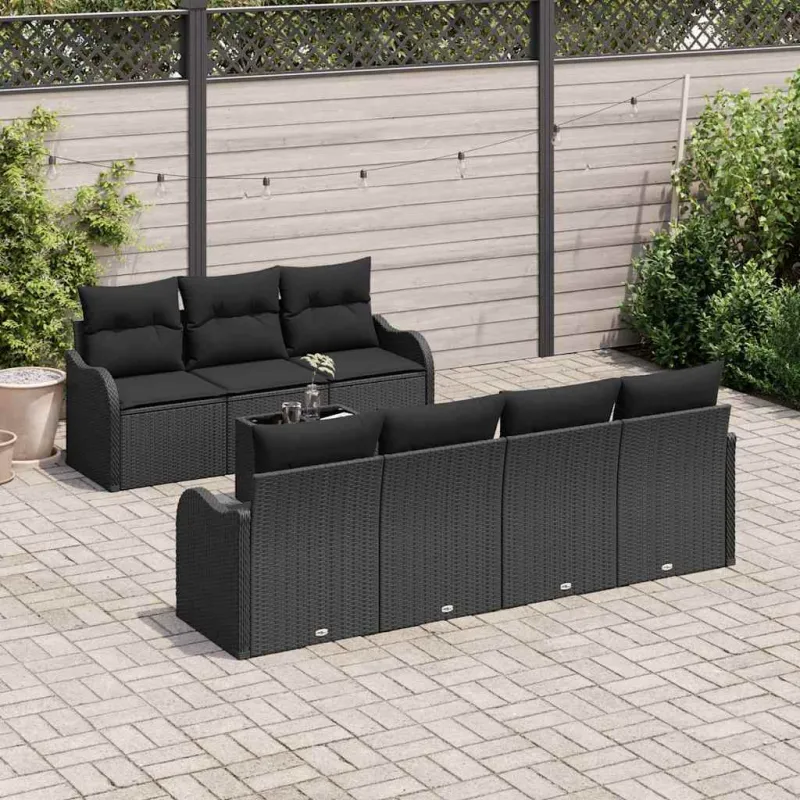 Sodo Sofų Rinkinys Juoda 55 x 55 x 37 cm poliratanas