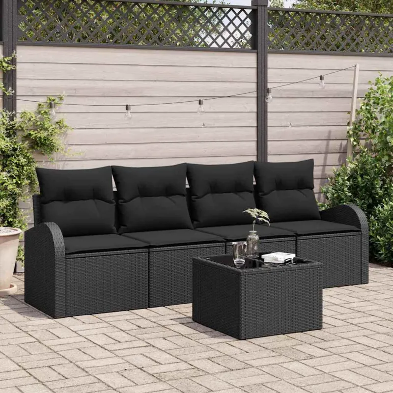Sodo Sofų Rinkinys Juoda 55 x 55 x 37 cm poliratanas