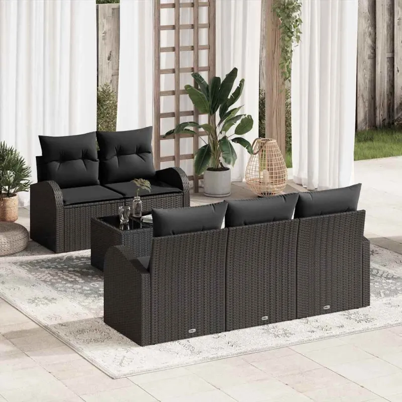 Sodo Sofų Rinkinys Juoda 55 x 55 x 37 cm poliratanas