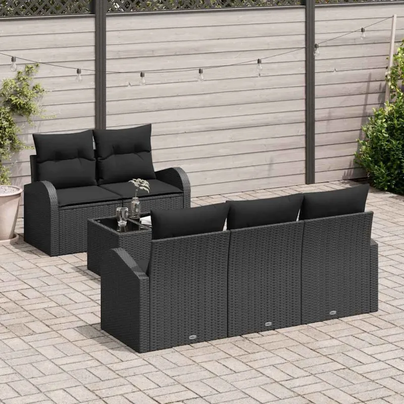 Sodo Sofų Rinkinys Juoda 55 x 55 x 37 cm poliratanas