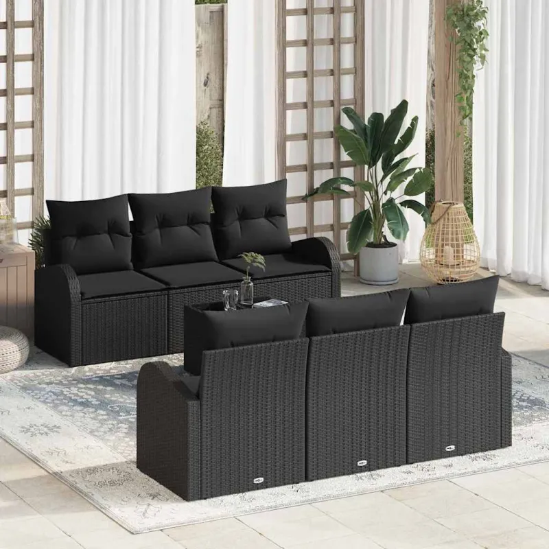 Sodo Sofų Rinkinys Juoda 55 x 55 x 37 cm poliratanas