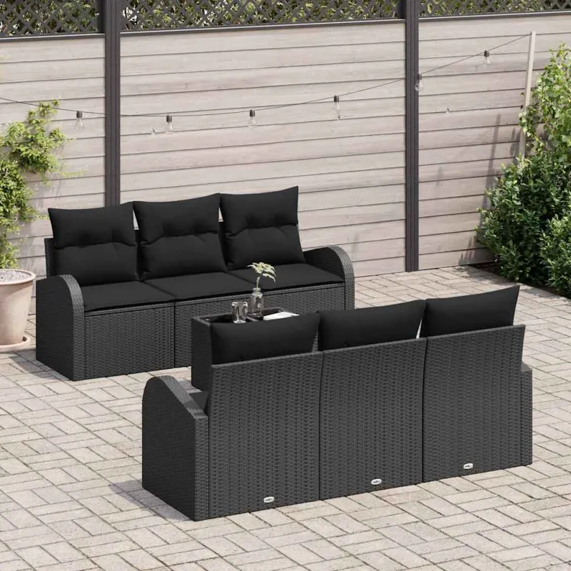 Sodo Sofų Rinkinys Juoda 55 x 55 x 37 cm poliratanas