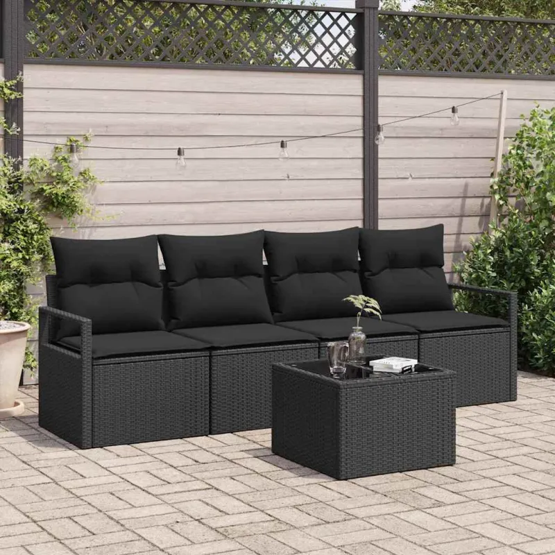 Sofos komplektas 5 pcs Juoda poliratanas