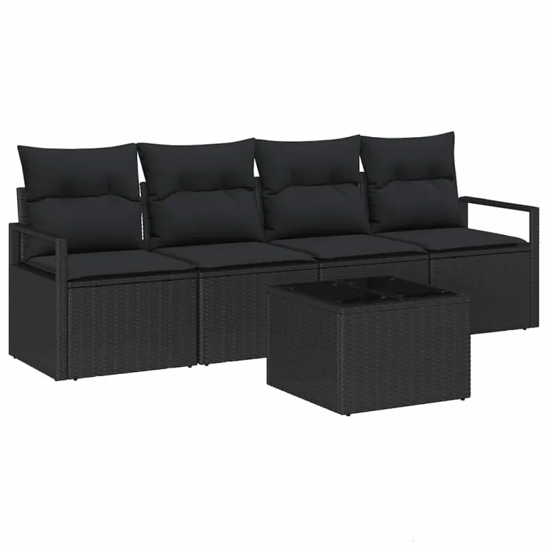 Sofos komplektas 5 pcs Juoda poliratanas