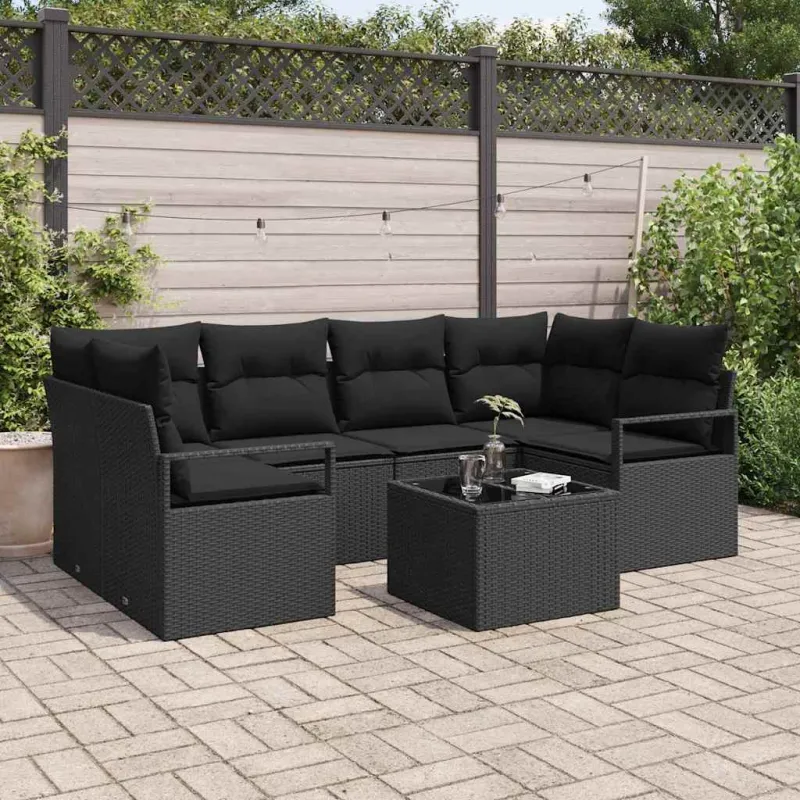 Sofos komplektas 7 pcs Juoda poliratanas