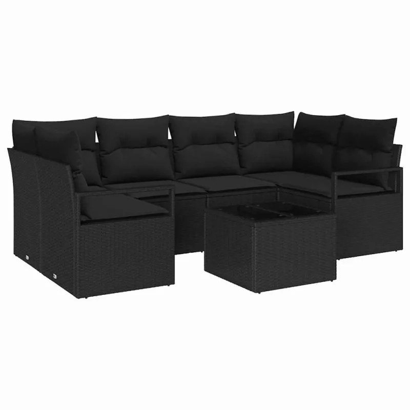 Sofos komplektas 7 pcs Juoda poliratanas