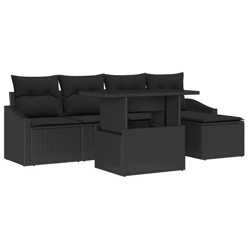 Sodo Sofų Rinkinys su pagalve 6 pcs Juoda